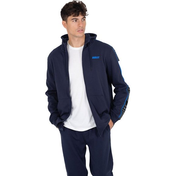 Hurley Men's Blocked Full Zip Fleece Hoodie Track Jacket - Blue - Picture 5 of 10
